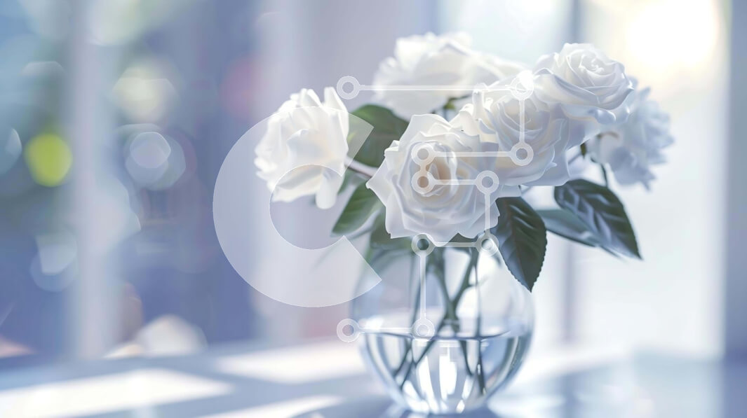 Intra Συλλεκτικό Ξύλινο Παζλ Plywood  4mm - Λευκά τριαντάφυλλα σε διαφανές γυάλινο βάζο Σε Ξύλινο Κουτί - Διαστάσεις Puzzle: 10x10 cm – 25 κομμάτια