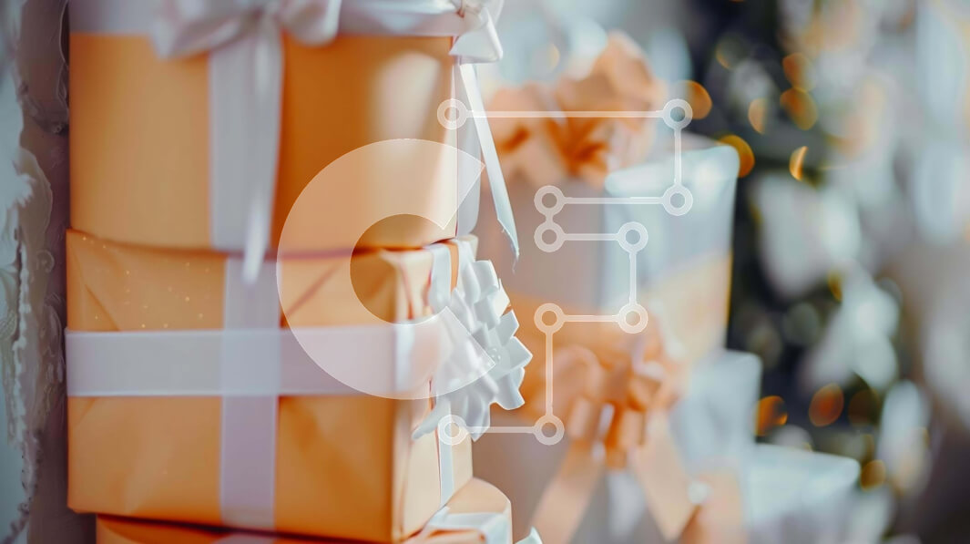 Intra Συλλεκτικό Ξύλινο Παζλ Plywood  4mm - Στοίβα από πορτοκαλί και λευκά κουτιά δώρων με φιόγκους Σε Ξύλινο Κουτί - Διαστάσεις: 10x10 cm – 25 κομμάτια