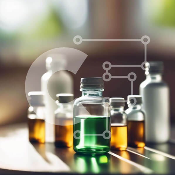 Intra Συλλεκτικό Ξύλινο Παζλ Plywood  4mm - Ομάδα μικρών γυάλινων μπουκαλιών με διαφορετικό περιεχόμενο Σε Ξύλινο Κουτί - Διαστάσεις Puzzle: 10x10 cm – 25 κομμάτια