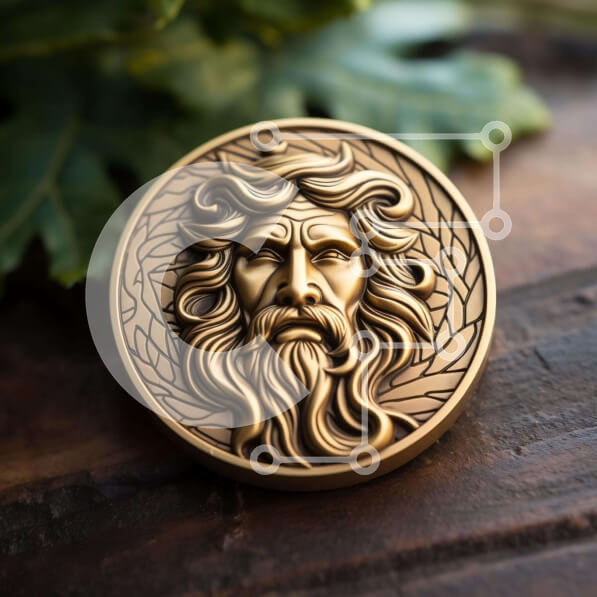 Intra Συλλεκτικό Ξύλινο Παζλ Plywood  4mm - Αρχαιοελληνικό νόμισμα με την εικόνα του Δία και τα φύλλα Σε Ξύλινο Κουτί - Διαστάσεις Puzzle: 10x10 cm – 25 κομμάτια