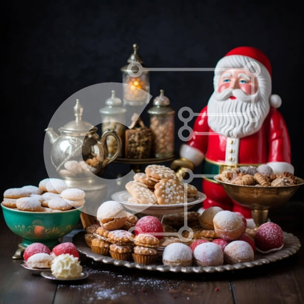 Intra Συλλεκτικό Ξύλινο Παζλ Plywood  4mm - Γιορτινό επιδόρπιο με ειδώλιο Άγιου Βασίλη Σε Ξύλινο Κουτί - Διαστάσεις: 10x10 cm – 25 κομμάτια