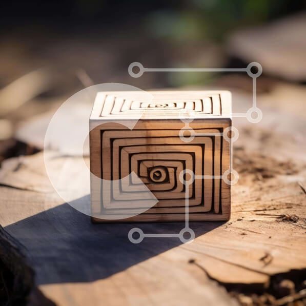 Intra Συλλεκτικό Ξύλινο Παζλ Plywood  4mm - Περίπλοκα σχεδιασμένος ξύλινος κύβος λαβύρινθου Σε Ξύλινο Κουτί - Διαστάσεις: 10x10 cm – 25 κομμάτια