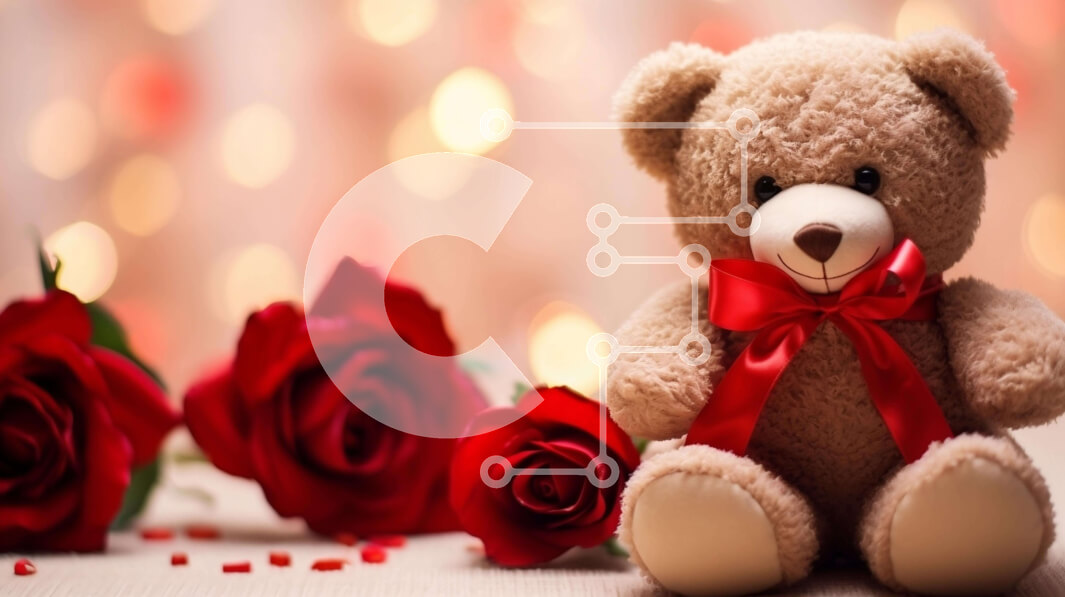 Intra Συλλεκτικό Ξύλινο Παζλ Plywood  4mm - Αρκουδάκι του Αγίου Βαλεντίνου με κόκκινα τριαντάφυλλα Σε Ξύλινο Κουτί - Διαστάσεις: 10x10 cm – 25 κομμάτια