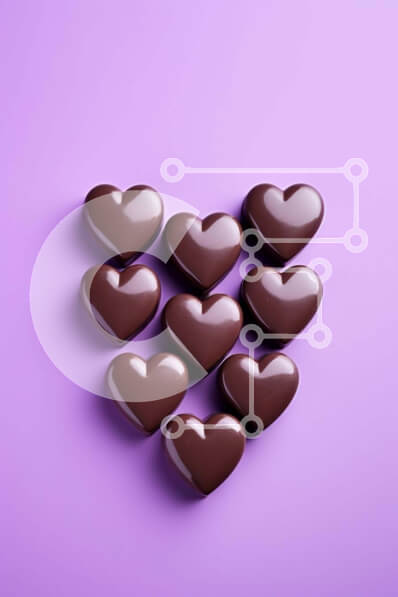 Intra Συλλεκτικό Ξύλινο Παζλ Plywood  4mm - Σοκολατένιες καρδιές για την ημέρα του Αγίου Βαλεντίνου σε μωβ φόντο Σε Ξύλινο Κουτί - Διαστάσεις: 10x10 cm – 25 κομμάτια