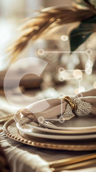 Intra Συλλεκτικό Ξύλινο Παζλ Plywood  4mm - Κομψή ρύθμιση τραπεζαρίας με επιχρυσωμένο πιρούνι Σε Ξύλινο Κουτί - Διαστάσεις: 10x10 cm – 25 κομμάτια