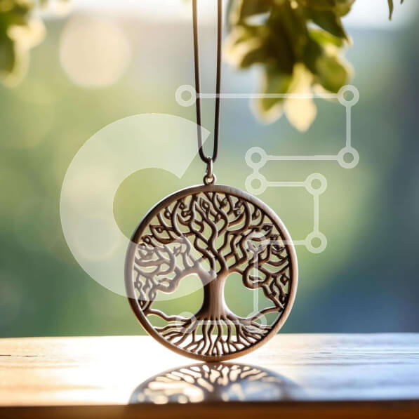 Intra Συλλεκτικό Ξύλινο Παζλ Plywood  4mm - Μενταγιόν σε σχήμα δέντρου στο τραπέζι με φυσικό περιβάλλον Σε Ξύλινο Κουτί - Διαστάσεις: 10x10 cm – 25 κομμάτια