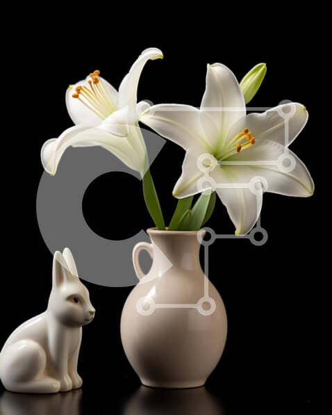 Intra Συλλεκτικό Ξύλινο Παζλ Plywood  4mm - Λευκό βάζο με κρίνους και πασχαλινό λαγουδάκι Σε Ξύλινο Κουτί - Διαστάσεις: 10x10 cm – 25 κομμάτια