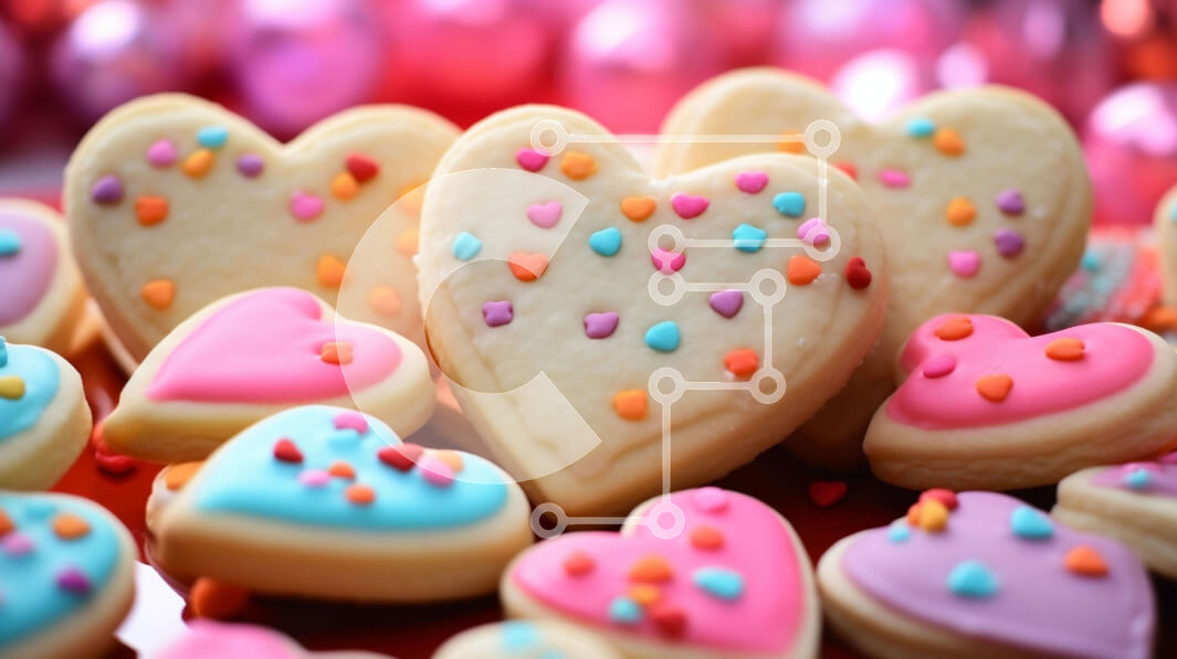 Σετ των 2 Intra Συλλεκτικό Ξύλινο Παζλ Plywood  4mm - Μπισκότα για την Ημέρα του Αγίου Βαλεντίνου σε σχήμα καρδιάς με πολύχρωμα πασπάλισμα Σε Ξύλινο Κουτί - Διαστάσεις: 10x10 cm – 25 κομμάτια