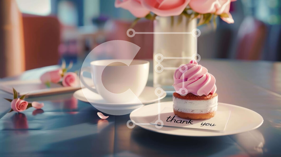 Σετ των 2 Intra Συλλεκτικό Ξύλινο Παζλ Plywood  4mm - Καφές, τριαντάφυλλα και cupcakes στο τραπέζι με ευχαριστήριο σημείωμα Σε Ξύλινο Κουτί - Διαστάσεις: 10x10 cm – 25 κομμάτια