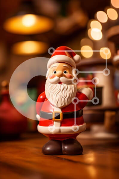 Intra Συλλεκτικό Ξύλινο Παζλ Plywood  4mm - Κόκκινο ειδώλιο Άγιου Βασίλη που περιβάλλεται από στολίδια και διακοσμητικά Σε Ξύλινο Κουτί - Διαστάσεις: 10x10 cm – 25 κομμάτια