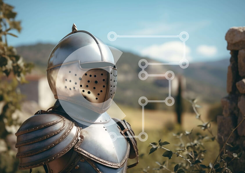 Intra Συλλεκτικό Ξύλινο Παζλ Plywood  4mm - Μεσαιωνικός ιππότης με πανοπλία αναπαράστασης Σε Ξύλινο Κουτί - Διαστάσεις Puzzle: 10x10 cm – 25 κομμάτια