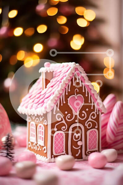 Intra Συλλεκτικό Ξύλινο Παζλ Plywood  4mm - Σπίτι με μελόψωμο με καλάμια καραμελών και χριστουγεννιάτικο δέντρο Σε Ξύλινο Κουτί - Διαστάσεις: 10x10 cm – 25 κομμάτια