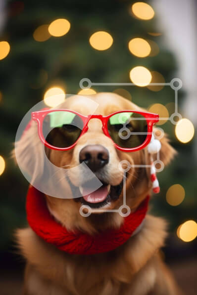 Σετ των 2 Intra Συλλεκτικό Ξύλινο Παζλ Plywood  4mm - Golden Dog με γυαλιά ηλίου και πορτοκαλί φουλάρι Σε Ξύλινο Κουτί - Διαστάσεις: 10x10 cm – 25 κομμάτια