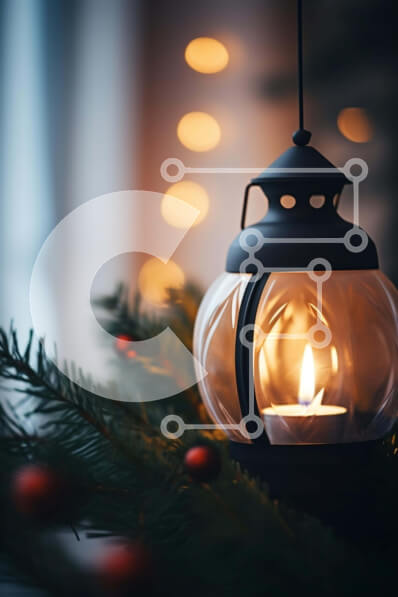 Intra Συλλεκτικό Ξύλινο Παζλ Plywood  4mm - Φανάρι υπό το φως των κεριών που κρέμεται από έλατα Σε Ξύλινο Κουτί - Διαστάσεις: 10x10 cm – 25 κομμάτια