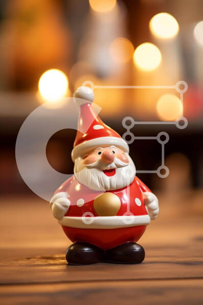 Intra Συλλεκτικό Ξύλινο Παζλ Plywood  4mm - Κόκκινο και άσπρο ειδώλιο Άγιου Βασίλη σε ξύλινο τραπέζι Σε Ξύλινο Κουτί - Διαστάσεις: 10x10 cm – 25 κομμάτια