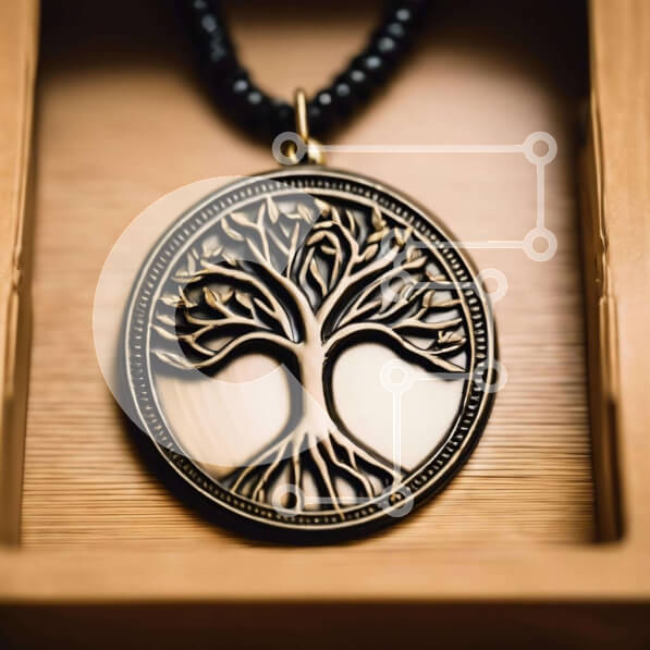 Σετ των 2 Intra Συλλεκτικό Ξύλινο Παζλ Plywood  4mm - Κρεμαστό κολιέ Tree of Life από επίχρυσο ορείχαλκο Σε Ξύλινο Κουτί - Διαστάσεις: 10x10 cm – 25 κομμάτια