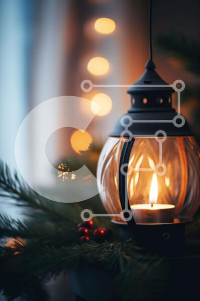 Intra Συλλεκτικό Ξύλινο Παζλ Plywood  4mm - Φανάρι στο φως των κεριών σε διακοσμητικό κλαδί δέντρου Σε Ξύλινο Κουτί - Διαστάσεις: 10x10 cm – 25 κομμάτια