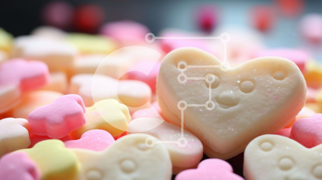 Intra Συλλεκτικό Ξύλινο Παζλ Plywood  4mm - Μπαστούνια καραμελών σε σχήμα καρδιάς για την ημέρα του Αγίου Βαλεντίνου Σε Ξύλινο Κουτί - Διαστάσεις Puzzle: 10x10 cm – 25 κομμάτια