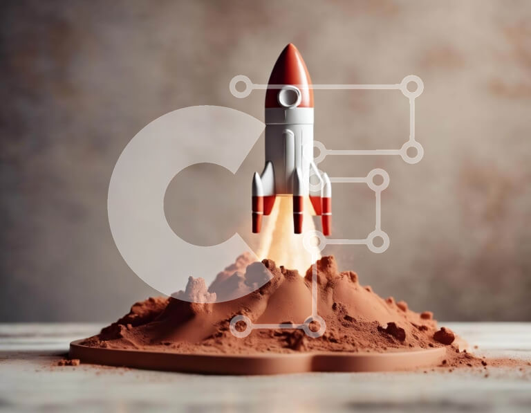 Intra Συλλεκτικό Ξύλινο Παζλ Plywood  4mm - Κόκκινο και λευκό πυραυλικό πλοίο έτοιμο για εκτόξευση Σε Ξύλινο Κουτί - Διαστάσεις Puzzle: 10x10 cm – 25 κομμάτια