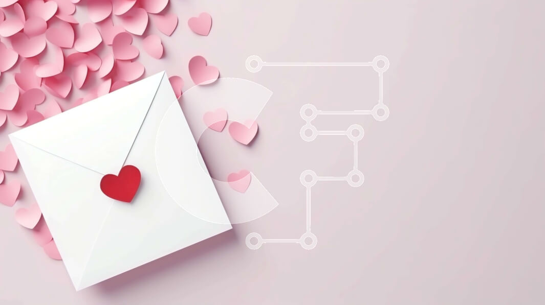 Intra Συλλεκτικό Ξύλινο Παζλ Plywood  4mm - Ρομαντικός φάκελος με καρδιές σε ροζ φόντο Σε Ξύλινο Κουτί - Διαστάσεις Puzzle: 10x10 cm – 25 κομμάτια