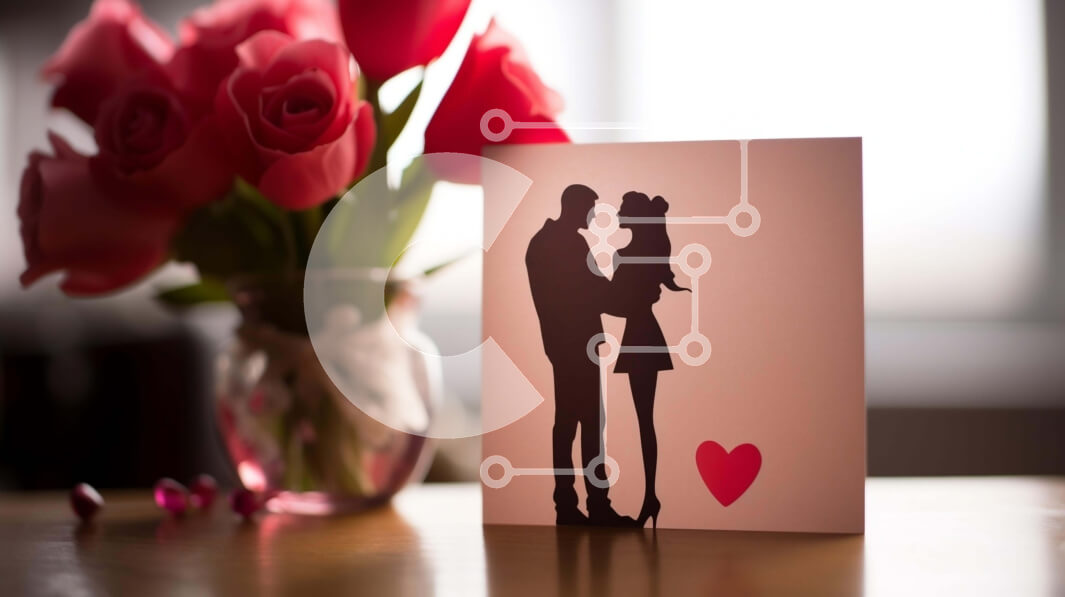 Intra Συλλεκτικό Ξύλινο Παζλ Plywood  4mm - Ρομαντική σιλουέτα με κόκκινα τριαντάφυλλα Σε Ξύλινο Κουτί - Διαστάσεις Puzzle: 10x10 cm – 25 κομμάτια