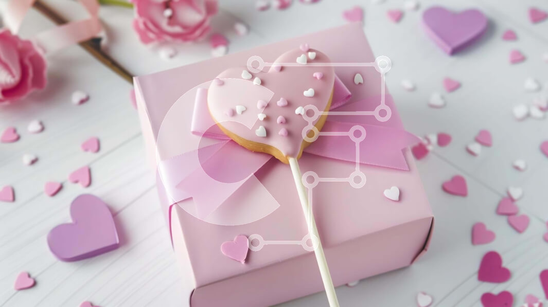 Intra Συλλεκτικό Ξύλινο Παζλ Plywood  4mm - Κέικ σε σχήμα καρδιάς τυλιγμένο σε ροζ χαρτί με τριαντάφυλλα και καρδιές Σε Ξύλινο Κουτί - Διαστάσεις: 10x10 cm – 25 κομμάτια