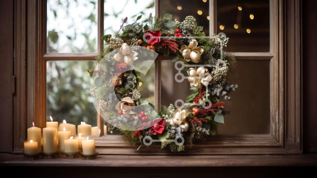 Intra Συλλεκτικό Ξύλινο Παζλ Plywood  4mm - Στεφάνι διακοπών με κεριά στο περβάζι παραθύρου Σε Ξύλινο Κουτί - Διαστάσεις: 10x10 cm – 25 κομμάτια