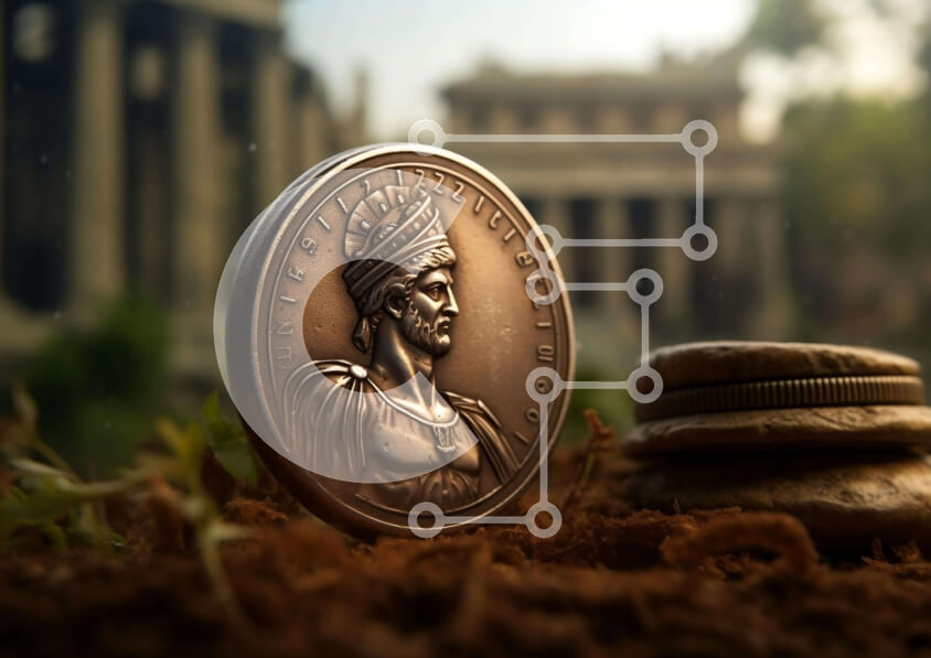 Intra Συλλεκτικό Ξύλινο Παζλ Plywood  4mm - Αρχαίο νόμισμα στο χώμα Σε Ξύλινο Κουτί - Διαστάσεις: 10x10 cm – 25 κομμάτια