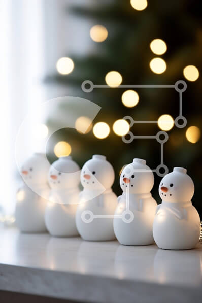 Intra Συλλεκτικό Ξύλινο Παζλ Plywood  4mm - Χριστουγεννιάτικα ειδώλια χιονάνθρωποι με φωτισμένο δέντρο Σε Ξύλινο Κουτί - Διαστάσεις: 10x10 cm – 25 κομμάτια