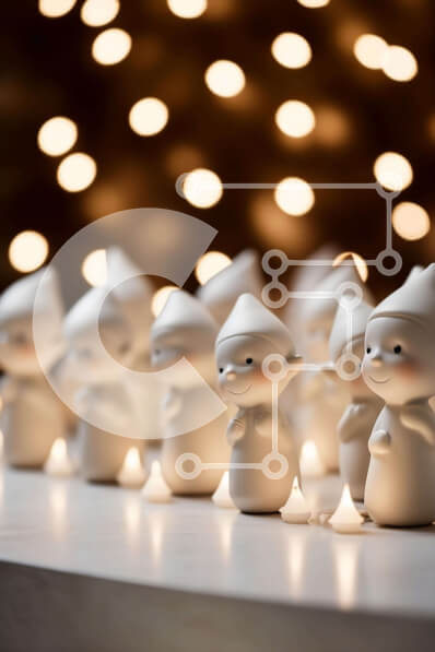 Intra Συλλεκτικό Ξύλινο Παζλ Plywood  4mm - Λευκά ειδώλια και κηροπήγια για εορταστικά στολίδια Σε Ξύλινο Κουτί - Διαστάσεις: 10x10 cm – 25 κομμάτια