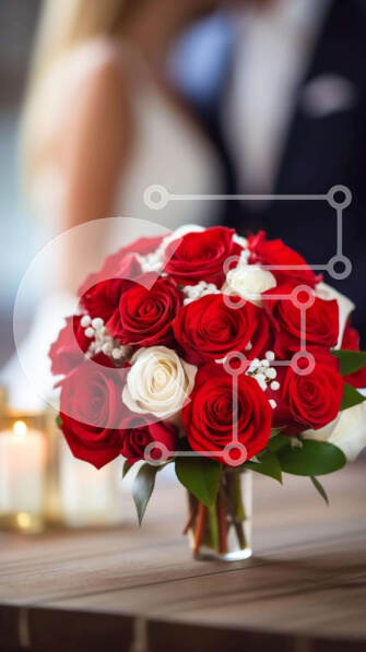 Intra Συλλεκτικό Ξύλινο Παζλ Plywood  4mm - Ρομαντικό μπουκέτο με κόκκινα και λευκά τριαντάφυλλα με κεριά Σε Ξύλινο Κουτί - Διαστάσεις: 10x10 cm – 25 κομμάτια