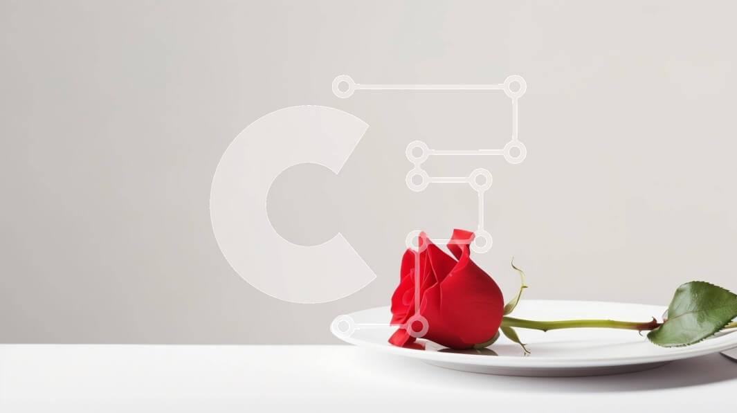 Intra Συλλεκτικό Ξύλινο Παζλ Plywood  4mm - Ενιαίο τριαντάφυλλο σε ένα άσπρο πιάτο με ένα μαχαίρι Σε Ξύλινο Κουτί - Διαστάσεις Puzzle: 10x10 cm – 25 κομμάτια