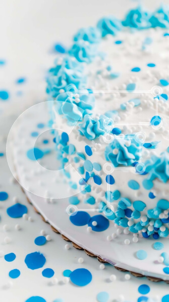 Intra Συλλεκτικό Ξύλινο Παζλ Plywood  4mm - Λευκό Κέικ με Μπλε και Λευκό Πουά και Πάγωμα Σε Ξύλινο Κουτί - Διαστάσεις: 10x10 cm – 25 κομμάτια