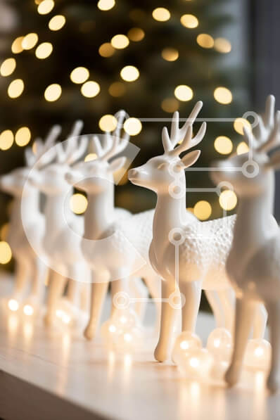 Intra Συλλεκτικό Ξύλινο Παζλ Plywood  4mm - Ειδώλια λευκών ταράνδων σε διακοσμημένο τραπέζι Σε Ξύλινο Κουτί - Διαστάσεις: 10x10 cm – 25 κομμάτια