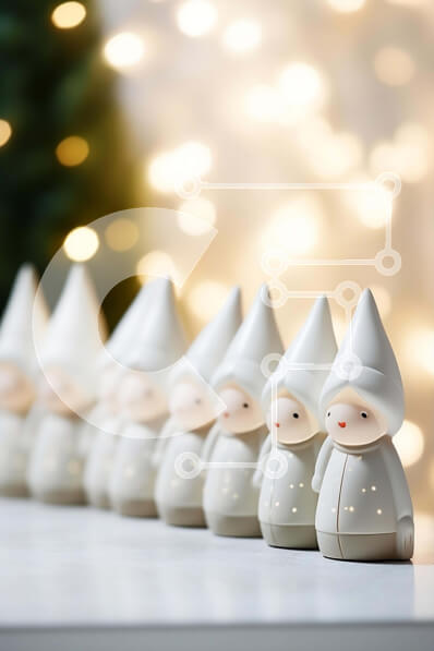 Intra Συλλεκτικό Ξύλινο Παζλ Plywood  4mm - Σειρά από λευκά αγαλματίδια σε αναμμένο φόντο Σε Ξύλινο Κουτί - Διαστάσεις Puzzle: 10x10 cm – 25 κομμάτια