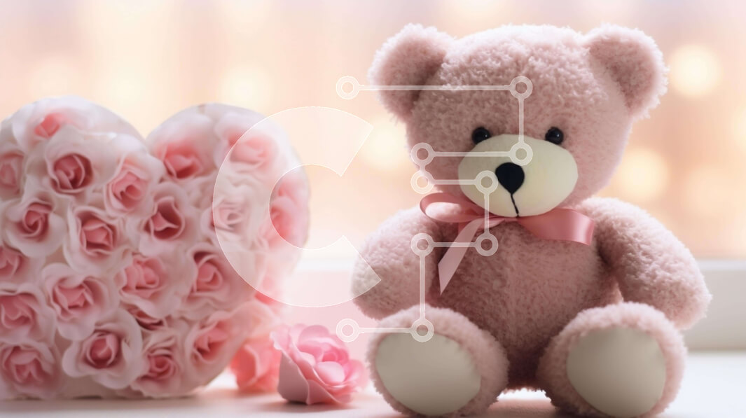 Intra Συλλεκτικό Ξύλινο Παζλ Plywood  4mm - Ροζ αρκουδάκι με τριαντάφυλλα και μαξιλάρι καρδιά Σε Ξύλινο Κουτί - Διαστάσεις Puzzle: 10x10 cm – 25 κομμάτια