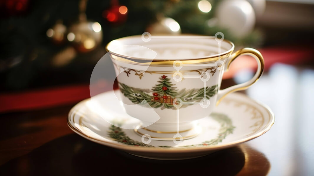 Intra Συλλεκτικό Ξύλινο Παζλ Plywood  4mm - Φλιτζάνι καφέ με διακοσμητικό χριστουγεννιάτικο δέντρο Σε Ξύλινο Κουτί - Διαστάσεις: 10x10 cm – 25 κομμάτια