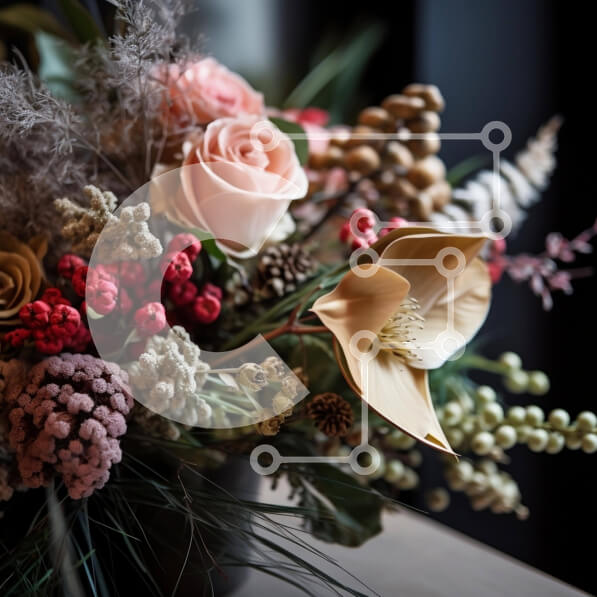 Intra Συλλεκτικό Ξύλινο Παζλ Plywood  4mm - Πολύχρωμο μπουκέτο λουλούδια σε ένα άδειο ξύλινο τραπέζι Σε Ξύλινο Κουτί - Διαστάσεις: 10x10 cm – 25 κομμάτια