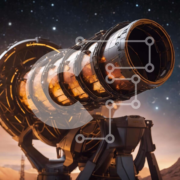 Intra Συλλεκτικό Ξύλινο Παζλ Plywood  4mm - Μεγάλο τηλεσκόπιο στην έρημο με αστέρια στο φόντο Σε Ξύλινο Κουτί - Διαστάσεις Puzzle: 10x10 cm – 25 κομμάτια