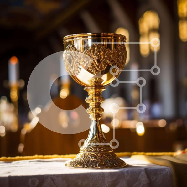 Intra Συλλεκτικό Ξύλινο Παζλ Plywood  4mm - Κομψό χρυσό κύπελλο σε διακοσμημένο τραπέζι Σε Ξύλινο Κουτί - Διαστάσεις Puzzle: 10x10 cm – 25 κομμάτια