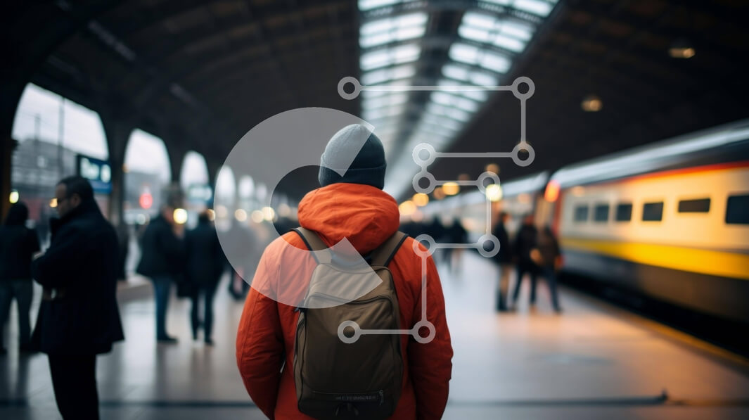 Intra Συλλεκτικό Ξύλινο Παζλ Plywood  4mm - Άτομο που περιμένει στο σιδηροδρομικό σταθμό Σε Ξύλινο Κουτί - Διαστάσεις Puzzle: 10x10 cm – 25 κομμάτια