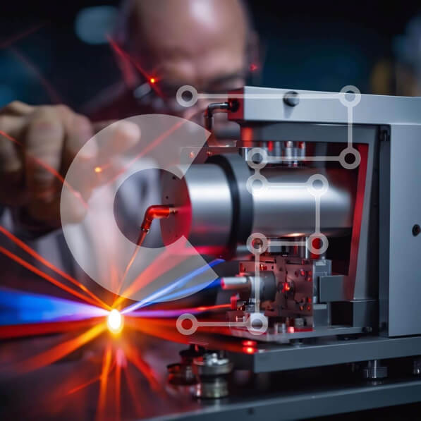 Intra Συλλεκτικό Ξύλινο Παζλ Plywood  4mm - Άτομο που εργάζεται στη βιομηχανική μηχανή λέιζερ Σε Ξύλινο Κουτί - Διαστάσεις Puzzle: 10x10 cm – 25 κομμάτια