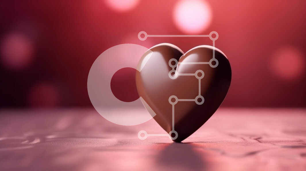 Intra Συλλεκτικό Ξύλινο Παζλ Plywood  4mm - Μπάρα σοκολάτας σε σχήμα καρδιάς σε αφηρημένο φόντο Σε Ξύλινο Κουτί - Διαστάσεις Puzzle: 10x10 cm – 25 κομμάτια