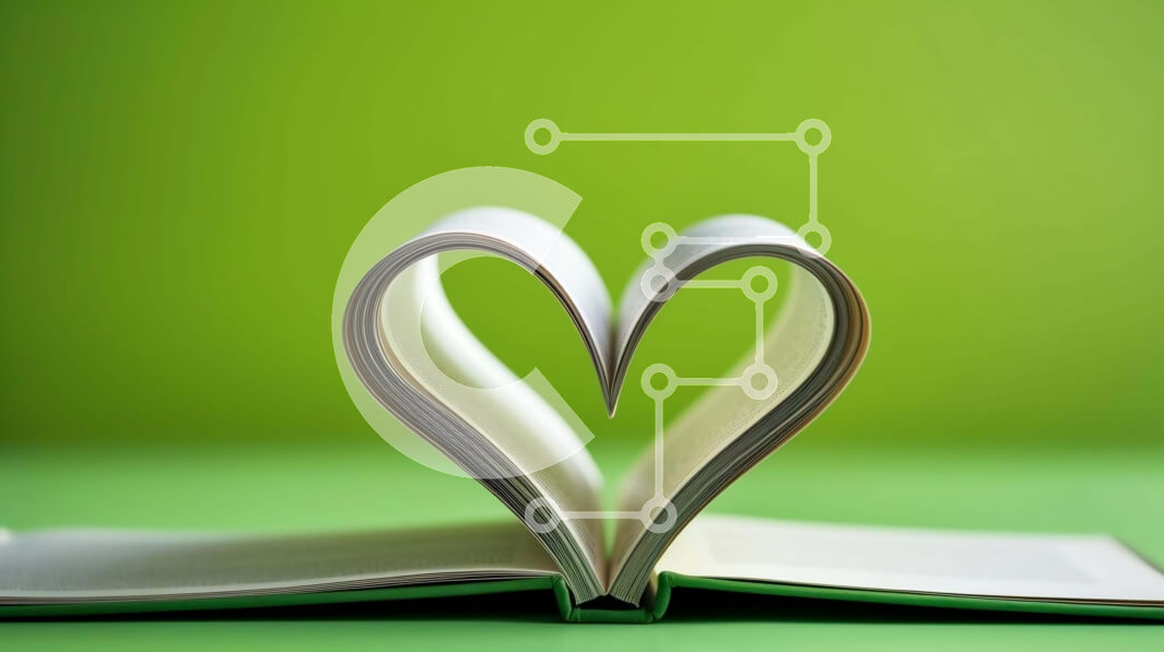 Intra Συλλεκτικό Ξύλινο Παζλ Plywood  4mm - Ανοίξτε το βιβλίο διπλωμένο σε σχήμα καρδιάς σε πράσινο φόντο Σε Ξύλινο Κουτί - Διαστάσεις Puzzle: 10x10 cm – 25 κομμάτια