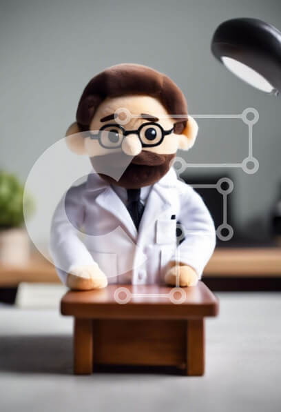 Intra Συλλεκτικό Ξύλινο Παζλ Plywood  4mm - Γεμισμένος γιατρός παιχνιδιών στο γραφείο γραφείου Σε Ξύλινο Κουτί - Διαστάσεις Puzzle: 10x10 cm – 25 κομμάτια