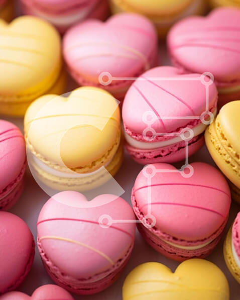 Σετ των 2 Intra Συλλεκτικό Ξύλινο Παζλ Plywood  4mm - Μακαρόν σε σχήμα καρδιάς σε ροζ, κίτρινο και λευκό Σε Ξύλινο Κουτί - Διαστάσεις: 10x10 cm – 25 κομμάτια