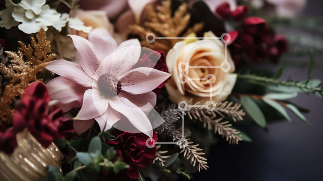 Intra Συλλεκτικό Ξύλινο Παζλ Plywood  4mm - Πολύχρωμο μπουκέτο λουλούδια σε ροζ, κόκκινο και λευκό Σε Ξύλινο Κουτί - Διαστάσεις Puzzle: 10x10 cm – 25 κομμάτια