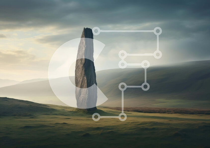 Intra Συλλεκτικό Ξύλινο Παζλ Plywood  4mm - Μεγάλη πέτρα στη μέση του πράσινου τοπίου με τα βουνά Σε Ξύλινο Κουτί - Διαστάσεις: 10x10 cm – 25 κομμάτια