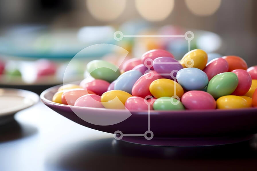 Intra Συλλεκτικό Ξύλινο Παζλ Plywood  4mm - Πολύχρωμα Πασχαλινά αυγά σε μωβ μπολ Σε Ξύλινο Κουτί - Διαστάσεις: 10x10 cm – 25 κομμάτια