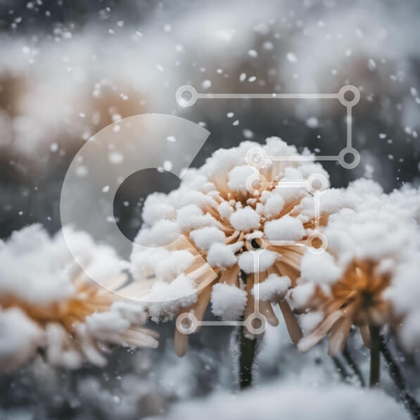 Intra Συλλεκτικό Ξύλινο Παζλ Plywood  4mm - Χιονισμένα λουλούδια σε ένα χειμερινό τοπίο Σε Ξύλινο Κουτί - Διαστάσεις: 10x10 cm – 25 κομμάτια